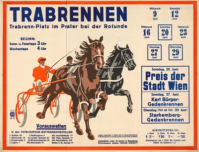 Trabrennen am Trabrennplatz im Prater bei der Rotunde by Дж. Вайнер, 1937 — digital art print download