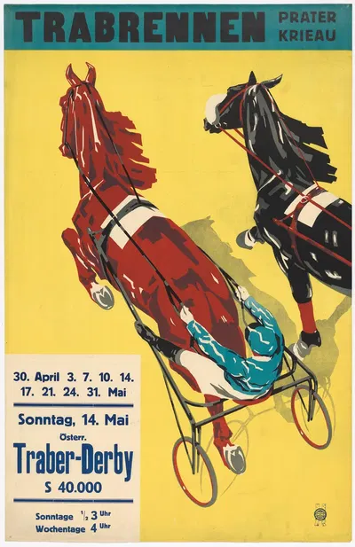 Trabrennen am Trabrennplatz Krieau im Prater by Дж. Вайнер, 1933 — digital art print download