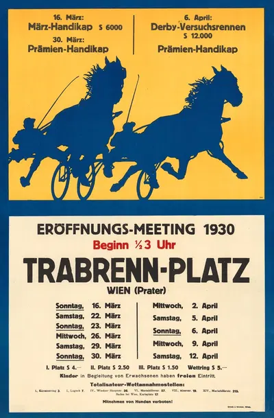 Trabrennen im Prater – Eröffnungs-Meeting 1930 by Дж. Вайнер, 1930 — digital art print download