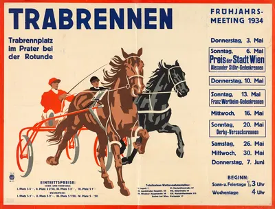 Trabrennen im Prater – Frühjahrs-Meeting 1934 by Дж. Вайнер, 1934 — digital art print download