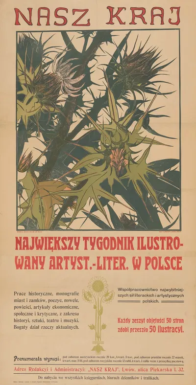 'Nasz Kraj' największy tygodnik ilustrowany artystyczno-literacki w Polsce by Ян Буляс, 1907 — digital art print download