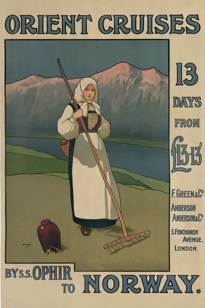 Orient Cruises by S.S. Ophir to Norway by John Hassall — digital art print download
