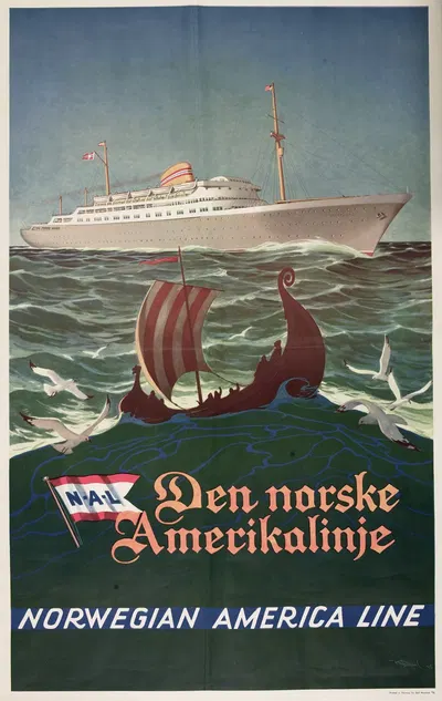 Den Norske Amerikalinje = Norwegian America Line by Карл Даль, 1948 — digital art print download
