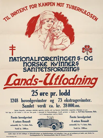 Nationalforeningens – og Norske kvinners sanitetsforenings lands-utlodning. by Kirstes boktrykkeri, 1926 — digital art…