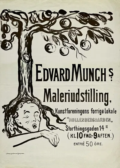 Edvard Munchs maleriudstilling by L. Fehrs lith., 1901 — digital art print download