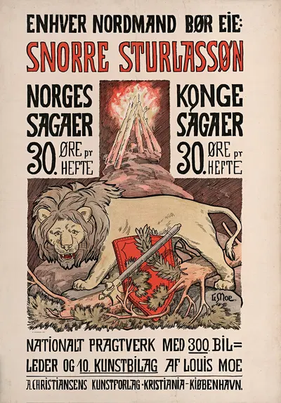 Enhver Nordmand bør eie; Snorre Sturlassøn, Norges Kongesagaer, 30. Øre pr Hefte by Луис Мое, 1896 — digital art print…