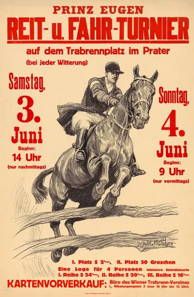 'Prinz Eugen Reit- und Fahrturnier' auf dem Trabrennplatz im Prater by Людвиг Кох, 1929 — digital art print download