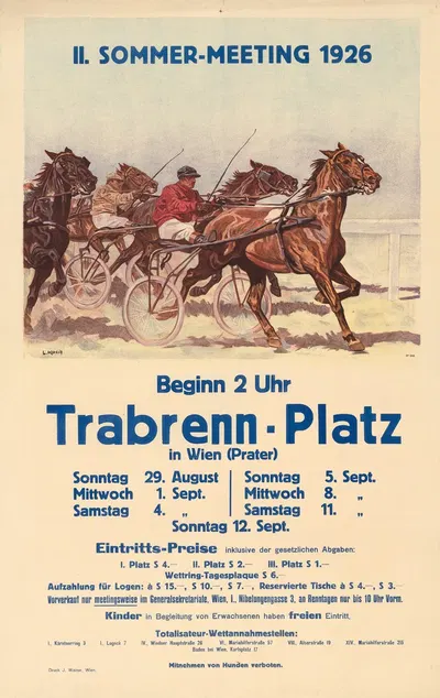 Trabrennen im Prater – 'II. Sommer-Meeting 1926' by Людвиг Кох, 1926 — digital art print download