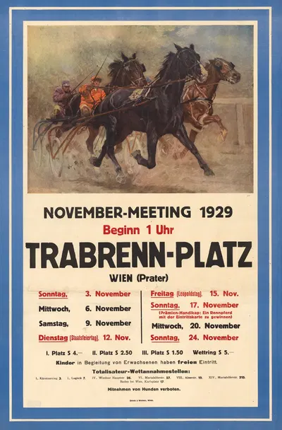 Trabrennen im Prater – November-Meeting 1929 by Людвиг Кох, 1929 — digital art print download