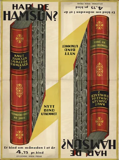 Har De Hamsun; Knut Hamsun Samlede romaner 2. Nytt bind utkommet. by Norsk lithografisk Officin, 1932 — digital art print…