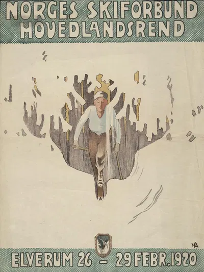 Norges skiforbund hovedlandsrend, Elverum 26. 29. febr. 1920 by Norsk lithografisk Officin, 1920 — digital art print download