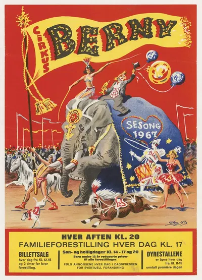 Cirkus Berny – sesong 1967 by Oscar Knudsen, 1967 — digital art print download