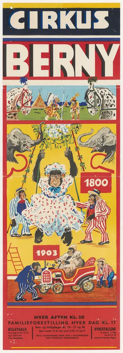 Cirkus Berny 1800-1903 by Oscar Knudsen, 1965 — digital art print download