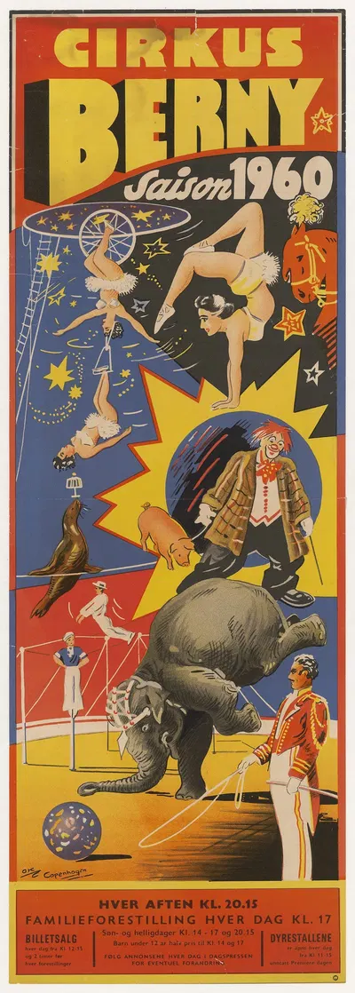 Cirkus Berny saison 1960 by Oscar Knudsen, 1960 — digital art print download
