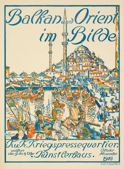 Plakat der Ausstellung 'Balkan und Orient im Bilde' im Künstlerhaus in Wien by Оскар Ласке, 1918 — digital art print download