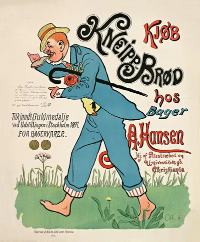 Kjøb Kneipp-Brød hos Bager A. Hansen by Отар Хольмбо, 1902 — digital art print download