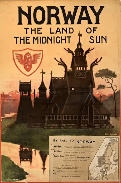 Norway – the land of the midnight sun by Отар Хольмбо, 1905 — digital art print download
