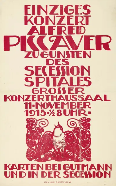 Einziges Konzert Alfred Piccaver zu Gunsten des Secessions Spitales by Отто Фридрих, 1915 — digital art print download