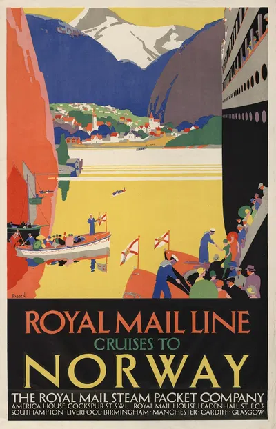 Royal Mail Line cruises to Norway by Percy Padden — digital art print download