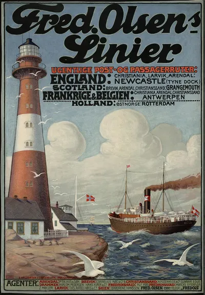 Fred. Olsens Linier by Peter Wilhelm Johannsen, 1912 — digital art print download