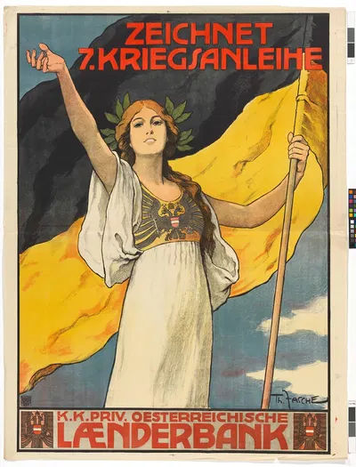 Zeichnet 7. Kriegsanleihe, K.K. priv. Oesterreichischen Laenderbank by Theodor Zasche, 1917 — digital art print download