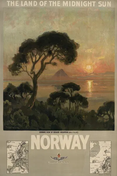 Norway – the land of the midnight sun by Торольф Хольмбё — digital art print download