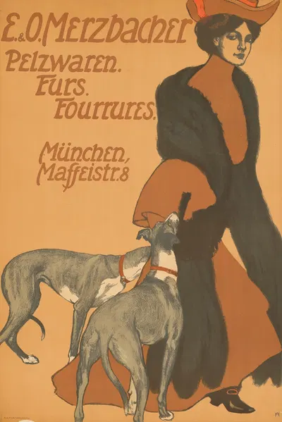 E. & O. Merzbacher Pelzwaren by Адольф Хёфер, 1906 — digital art print download