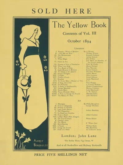 Sold here the Yellow Book Contents of Vol.3 October 1894 by Обри Винсент Бирдсли, 1894 — digital art print download