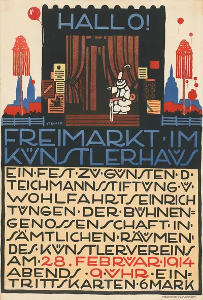Hallo! Freimarkt im Künstlerhaus. Ein Fest zugunsten der Teichmannstiftung by Bernd Steiner, 1914 — digital art print…