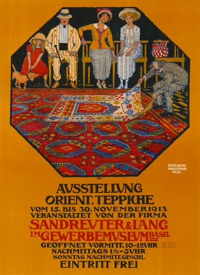 Ausstellung Orient Teppiche. Sandreuter & Lang im Gewerbemuseum Basel by Burkhard Mangold, 1913 — digital art print download