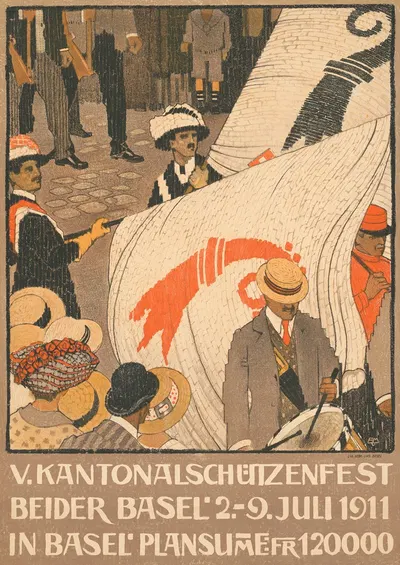 V. Kantonalschützenfest Beider Basel by Burkhard Mangold, 1911 — digital art print download