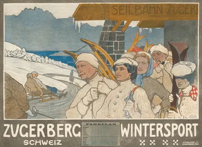 Zugerberg Wintersport by Burkhard Mangold, 1907 — digital art print download