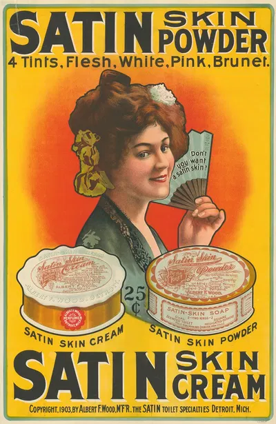 Satin Skin Powder. Satin Skin Cream by Calvert Litho. Co, 1903 — digital art print download