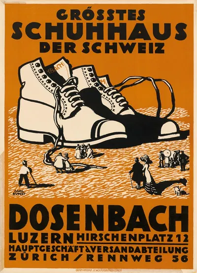 Dosenbach – Grösstes Schuhaus der Schweiz by Carl Kunst, 1912 — digital art print download