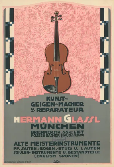 Kunst-Geigen-Macher und Reparateur Hermann Glassl München by Carl Kunst, 1912 — digital art print download