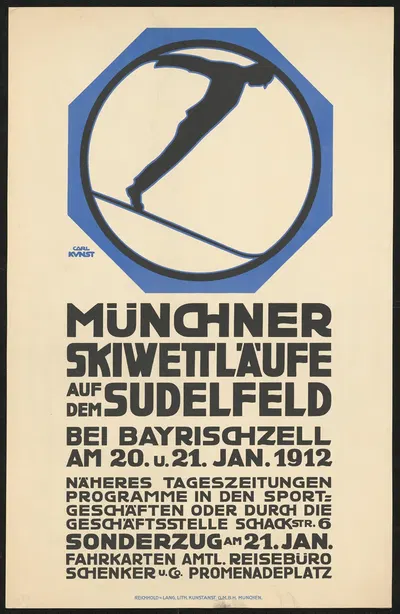 Münchner Skiwettläufe auf dem Südfeld by Carl Kunst, 1912 — digital art print download