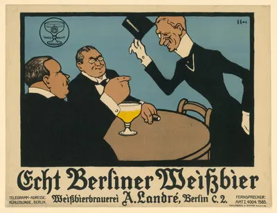 Echt Berliner Weißbier Weißbierbrauerei A. Landré by Edmund Edel, 1909 — digital art print download