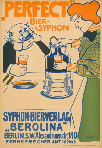 'Perfect' Bier-Siphon. Siphon-Bierverlag Berolina Berlin by Edmund Edel, 1897 — digital art print download