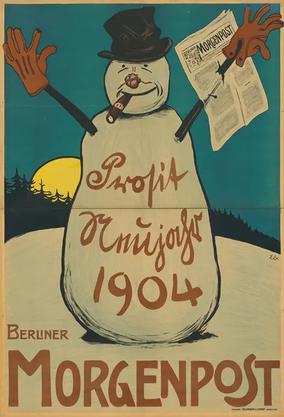 Prosit Neujahr 1904. Berliner Morgenpost by Edmund Edel, 1903 — digital art print download