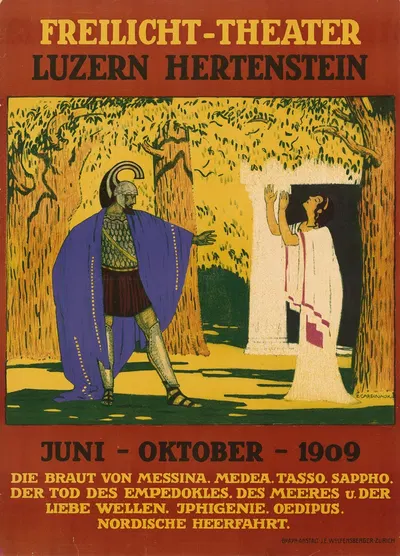 Freilicht Theater Luzern Hertenstein. Die Braut von Messina by Эмиль Кардина, 1909 — digital art print download