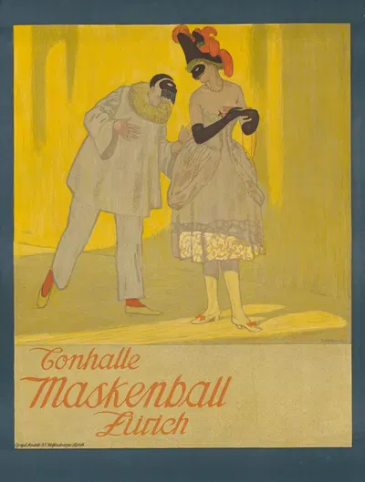 Tonhalle Maskenball Zürich by Эмиль Кардина, 1911 — digital art print download