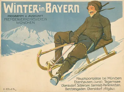 Winter in Bayern. Programm und Auskunft. Fremdenverkehrsverein München by Эрих Эрлер, 1905 — digital art print download