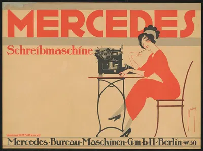 Mercedes Schreibmaschine by Ernst Deutsch, 1911 — digital art print download