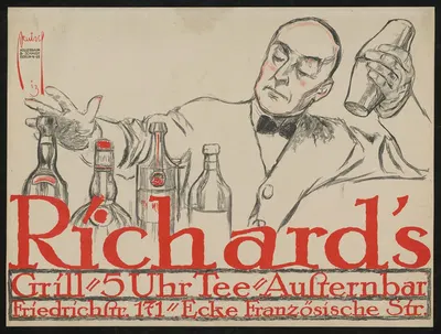 Richard's Grill. Barkeeper by Ernst Deutsch, 1913 — digital art print download