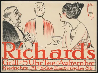 Richard's Grill. Drei Gäste am Tisch by Ernst Deutsch, 1913 — digital art print download