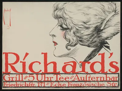 Richard's Grill. Frauenkopf im Profil by Ernst Deutsch, 1913 — digital art print download
