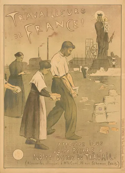 Travailleurs de France, apportez tous votre pierre à Notre-Dame du Travail by Этьен Моро-Нелатон, 1897 — digital art print…