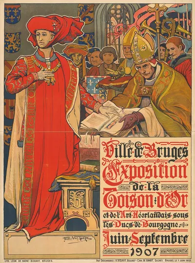 Ville de Bruges. Exposition de la Toison d'Or 1907 by Флори ван Акер, 1907 — digital art print download
