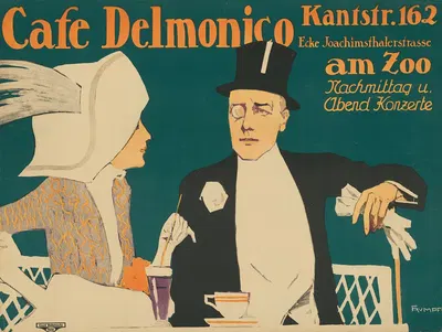 Café Delmonico. Am Zoo. Nachmittag- und Abend-Konzerte by Фриц Румпф, 1910 - 1913 — digital art print download