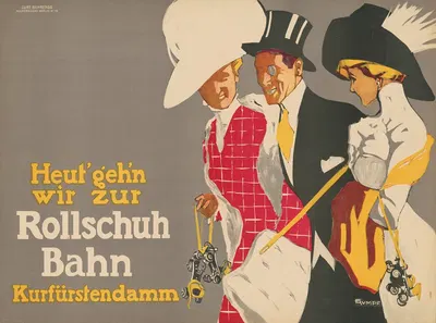 Heute gehen wir zur Rollschuh-Bahn. Kurfürstendamm by Фриц Румпф, 1910 — digital art print download